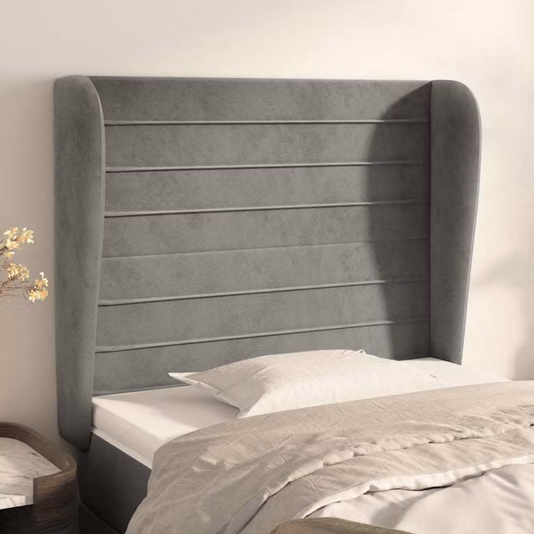 Testiera ad orecchio vidaXL in velluto grigio chiaro L: 93 cm, P: 23 cm, H: 118-128 cm