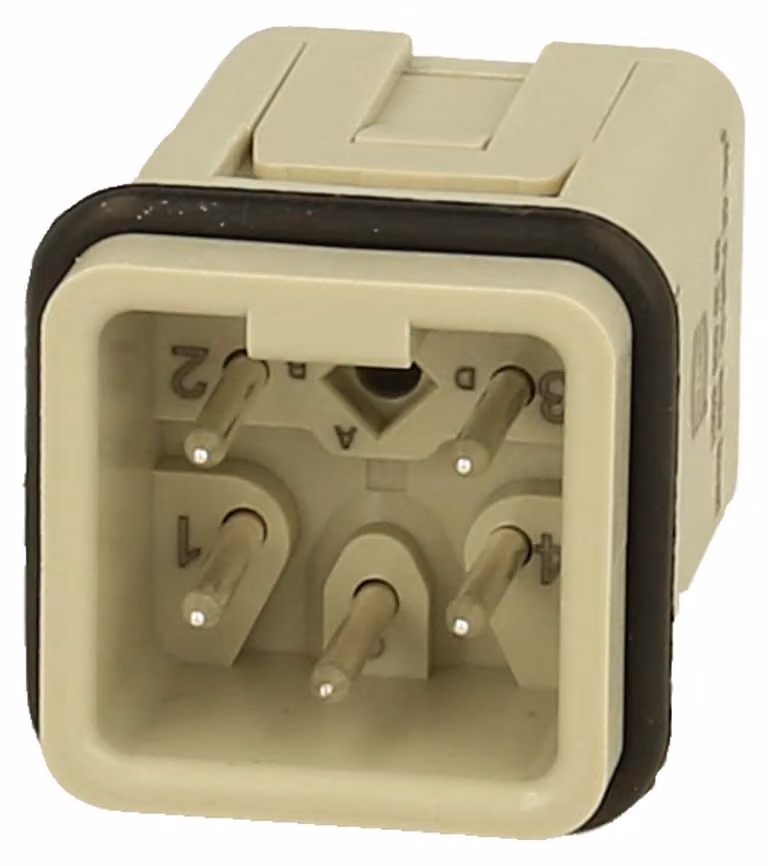 Inserto per connettori Han 4A (M) con attacco a innesto, 4 poli + PE, 230 V/400 V, 10 A - 1 pezzo