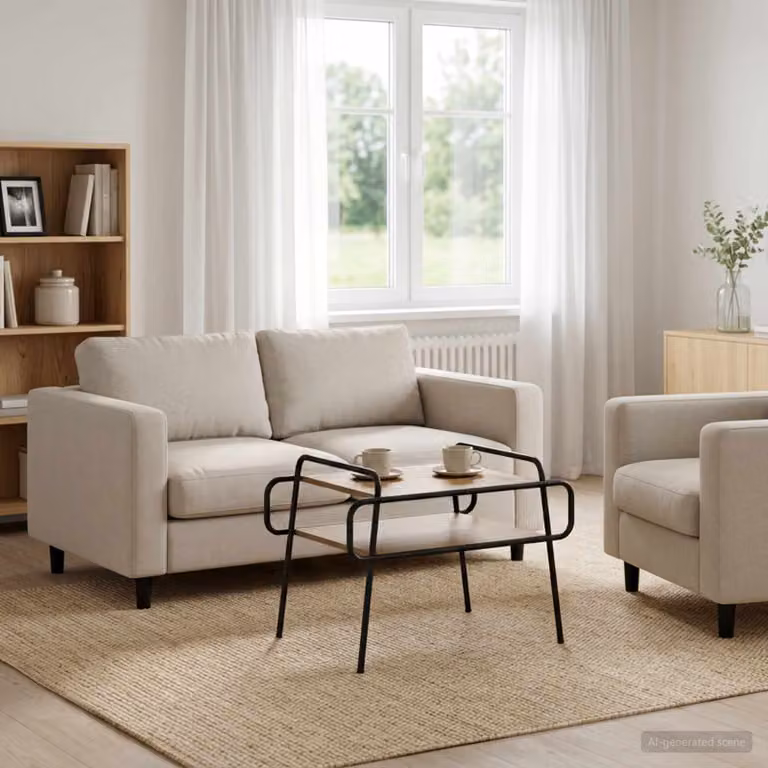 vidaXL Tavolino da salotto moderno in legno e metallo colore marrone rovere L: 70 cm, P: 50 cm, H: 51 cm