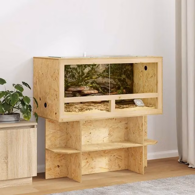 Terrario vidaXL in legno e vetro marrone stile rustico L: 100 cm, P: 50 cm, H: 100 cm – 1