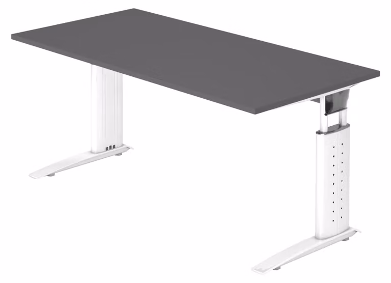 bümö Scrivania Serie-U - Dimensioni: 160 x 80 cm, Decorazione: grafite, Struttura: bianco