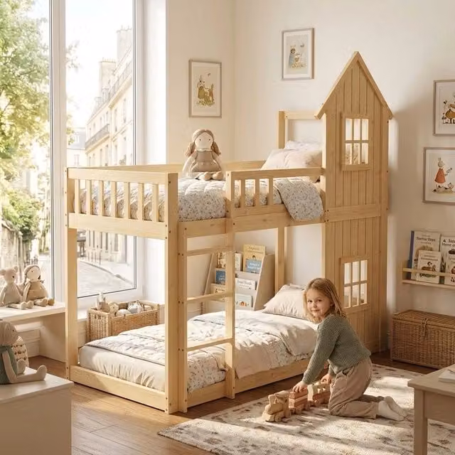 Letto a castello per bambini ¨C Minimal ¨C 90x200cm legno di pino MDF naturale
