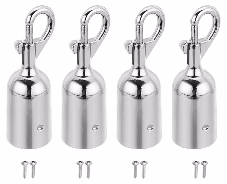 Tappi terminali per corde di sicurezza, confezione da 4 pezzi, dimensioni 32x95 mm, colore argento, materiale: alluminio