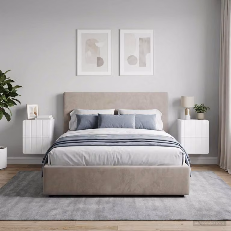 Set di 2 comodini sospesi vidaXL Bianco Lucido L 33 cm x P 34,5 cm x H 43 cm