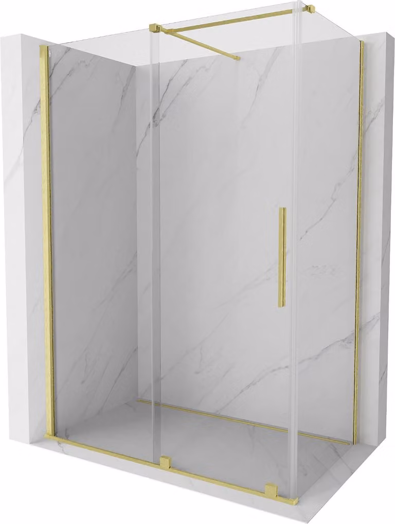 Mexen Velar cabina doccia scorrevole 160 x 85 cm, trasparente, oro spazzolato - 871-160-085-01-55