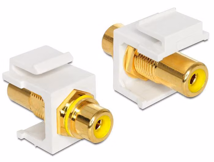Keystone Modul Cinch Buchse > Cinch Buchse vergoldet gelb / weiß