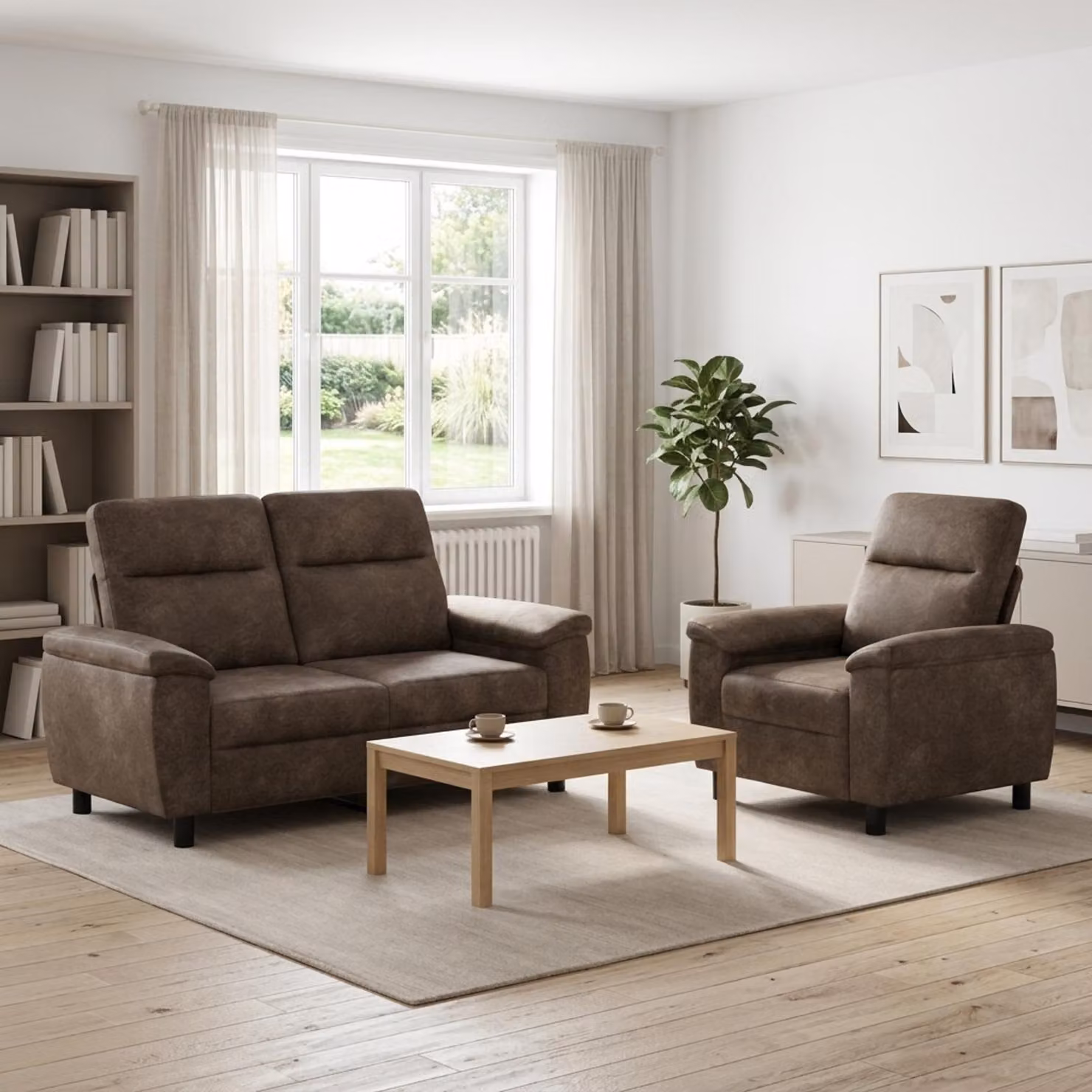 Set di 2 divani moderni vidaXL in pelle sintetica con struttura in metallo, Grigio Scuro