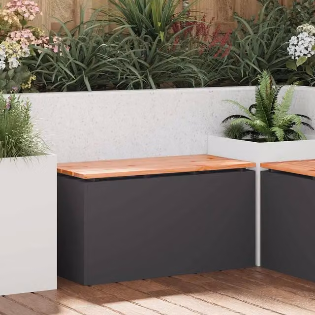 Panchina da giardino Nero 80 x 40 x 43 cm Acciaio 874898