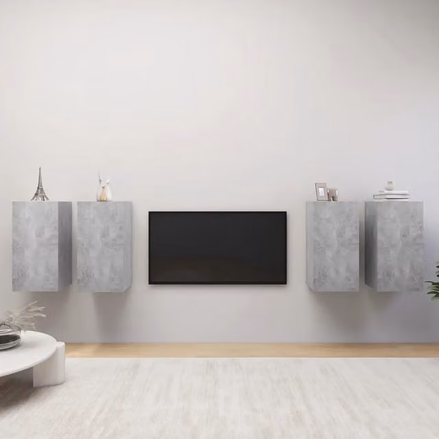 Mobili Porta TV 4 pz Grigio Cemento 30,5x30x60 cm Multistrato 3079160