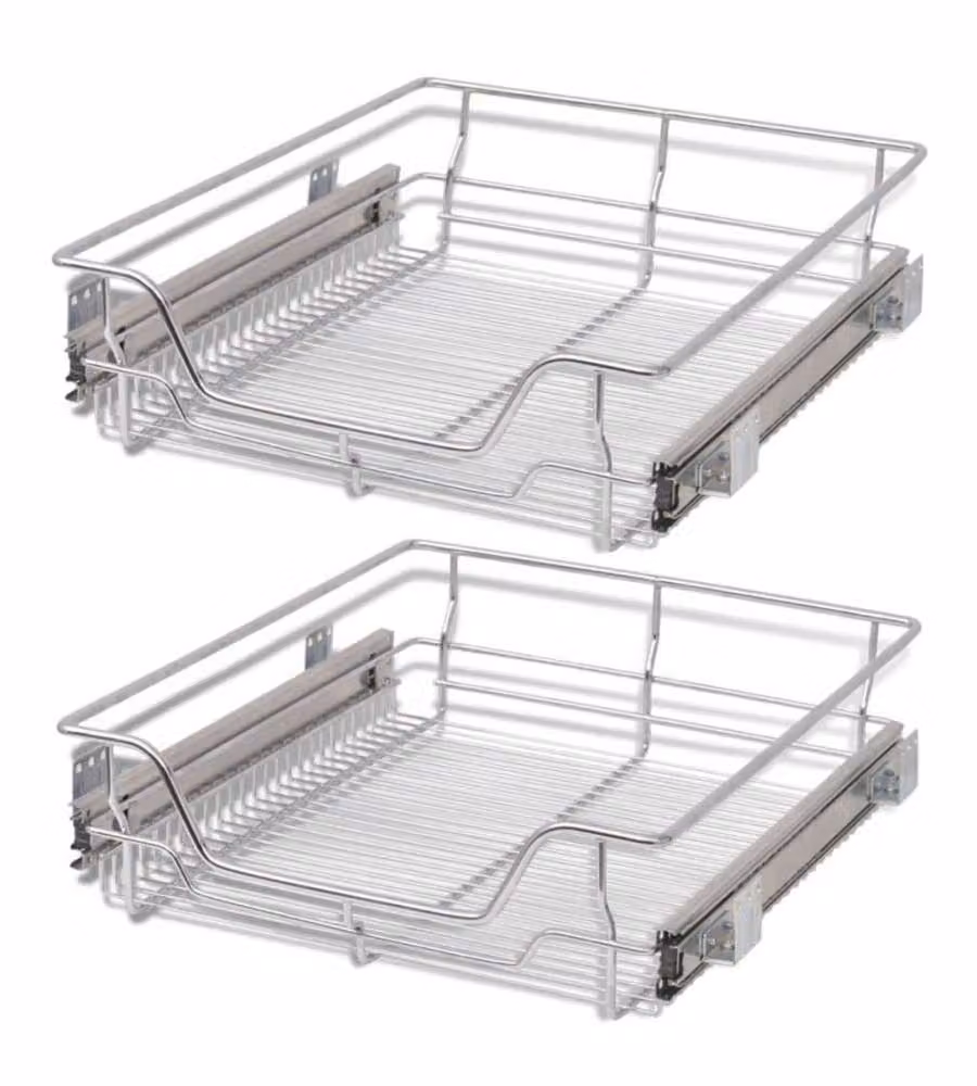 Set di 2 cestelli a rete estraibili vidaXL color argento – 2