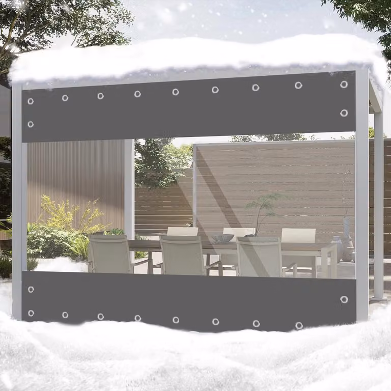 Telo in PVC / telo di copertura - Tenda da esterno / telo - Spessore 0,55 mm - Impermeabile e resistente alle intemperie - Dimensioni: H3×L2,1 m - Grigio