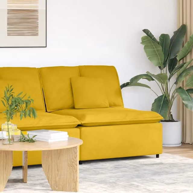 Modulo Centrale di Divano Modulare con Cuscini vidaXL Giallo L: 100 cm