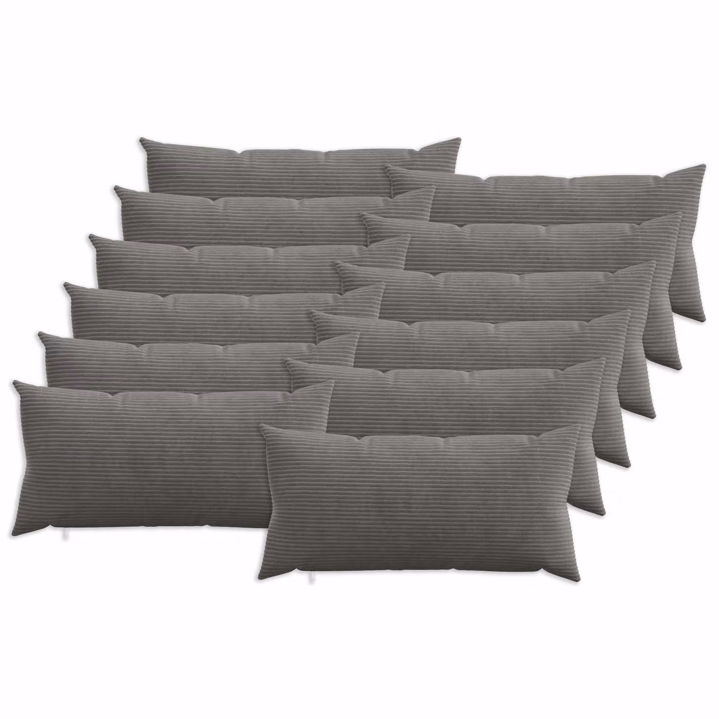 Set di 12 federe vidaXL HEERLEN in velluto a coste, Grigio, 40 x 80 cm