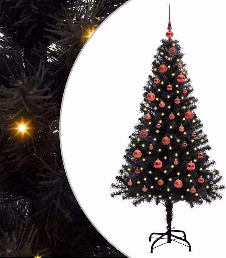 Albero di Natale con 150 LED con supporto Nero 150 cm PVC