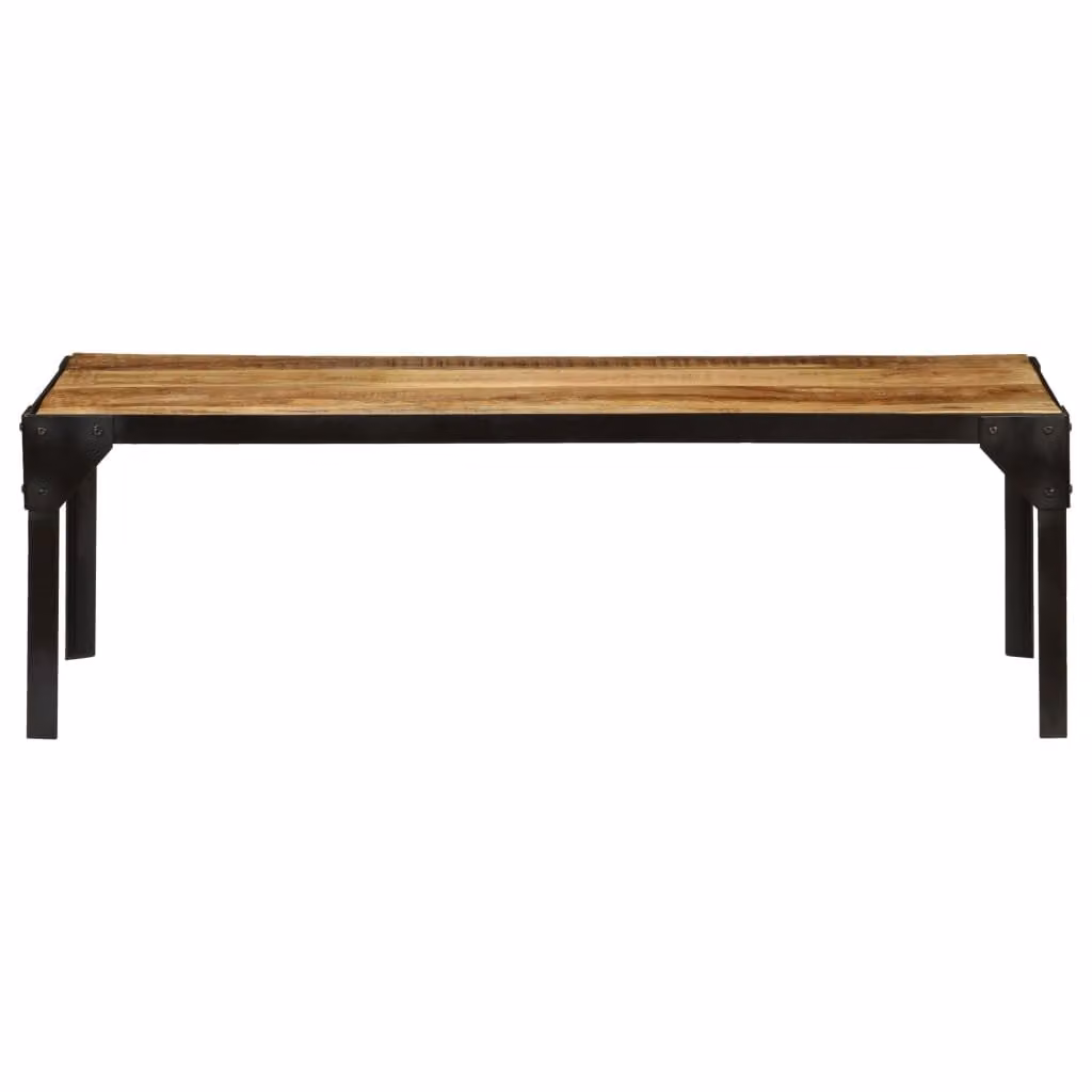 Tavolino da Salotto in Legno Massello di Mango e Acciaio 110 cm