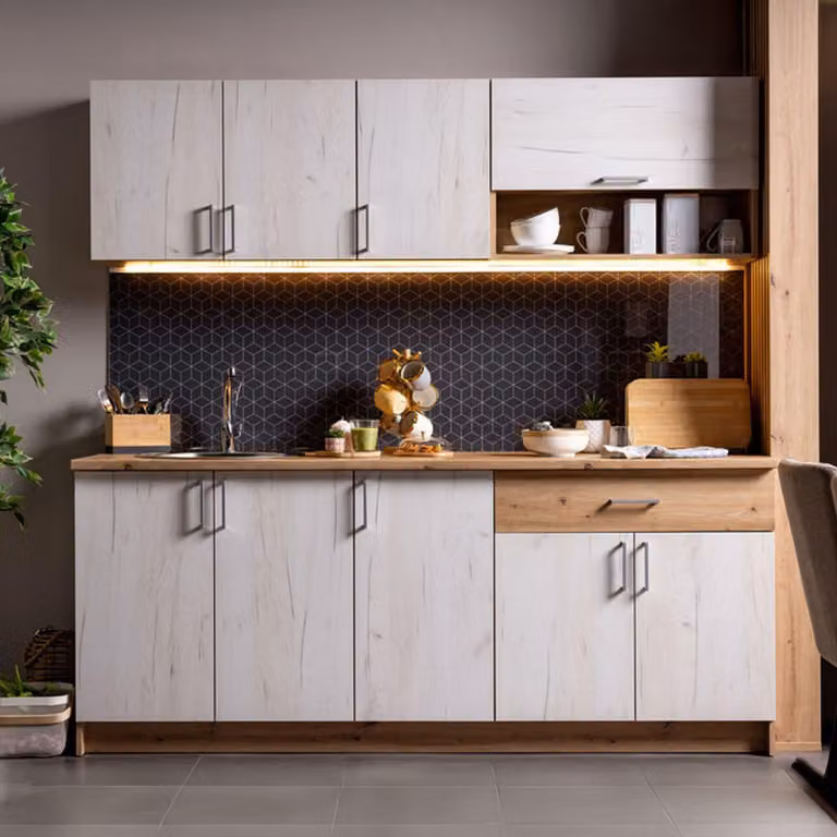 Surano - Cucina, Bianco Larice, un Cassetto, Elettrodomestici non inclusi