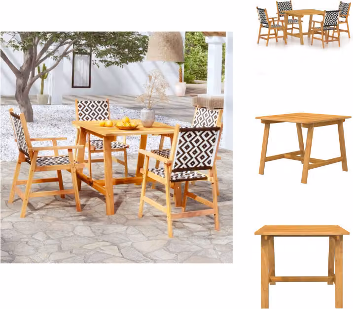 vidaXL Set da pranzo da giardino 5 pezzi in legno massiccio di acacia - Set di mobili da giardino