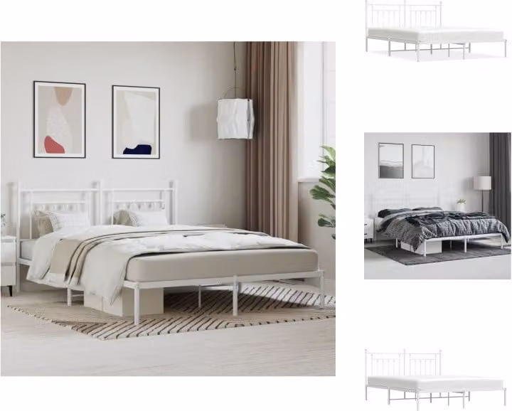 vidaXL Giroletto con testata in metallo bianco 160x200 cm - Letti & reti
