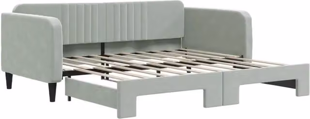 Divano letto | Sof¨¤ letto | Letto singolo Estraibile Grigio Chiaro 100x190 cm Velluto