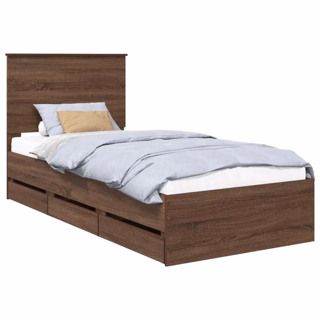 Letto con cassetto vidaXL in legno Rovere Marrone L/P/H: 200 x 90 x 210 cm – 2