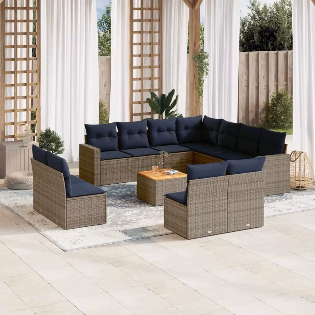 Maison Exclusive - Set Divani da Giardino 12 pz con Cuscini Grigio in Polyrattan