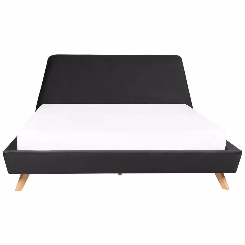 Letto Beliani in velluto nero con struttura imbottita e gambe in legno L/P: 180 x 200 cm – 2