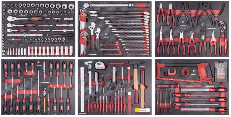 Set di utensili, EVA, 1/4" + 3/8" + 1/2", 280 pezzi