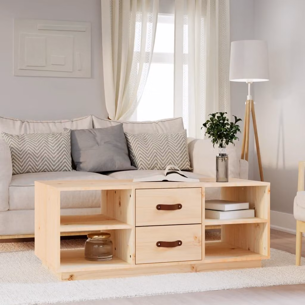 Tavolino The Living Store 100x50x41 cm in legno di pino massiccio