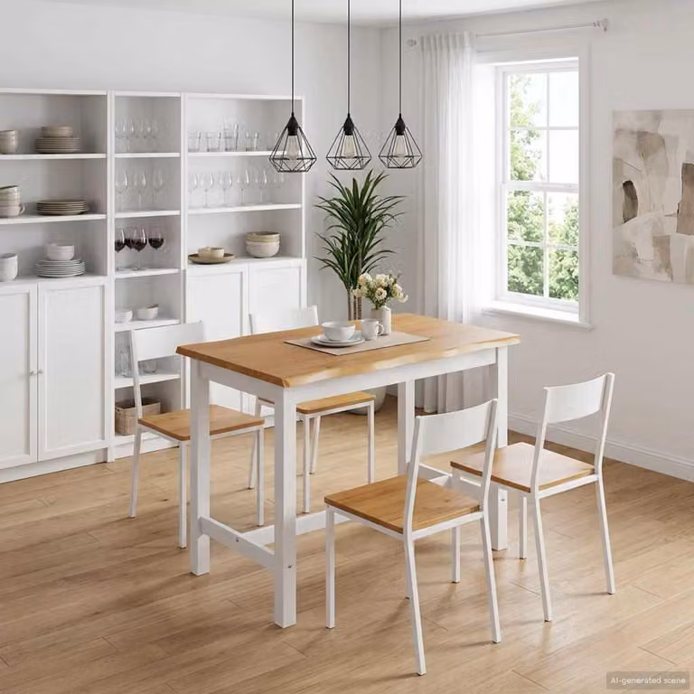 Maison Exclusive - Tavolo da bar alto EKAI, bianco, 112 x 70 x 91 cm, realizzato in legno di pino massello