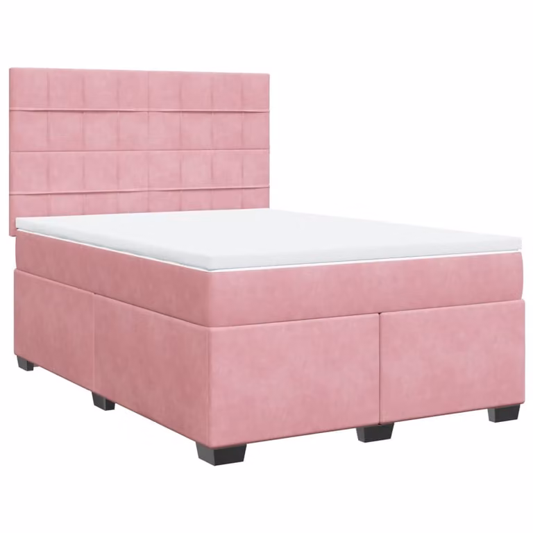 Giroletto a Molle con Materasso Rosa 160x200 cm in Velluto