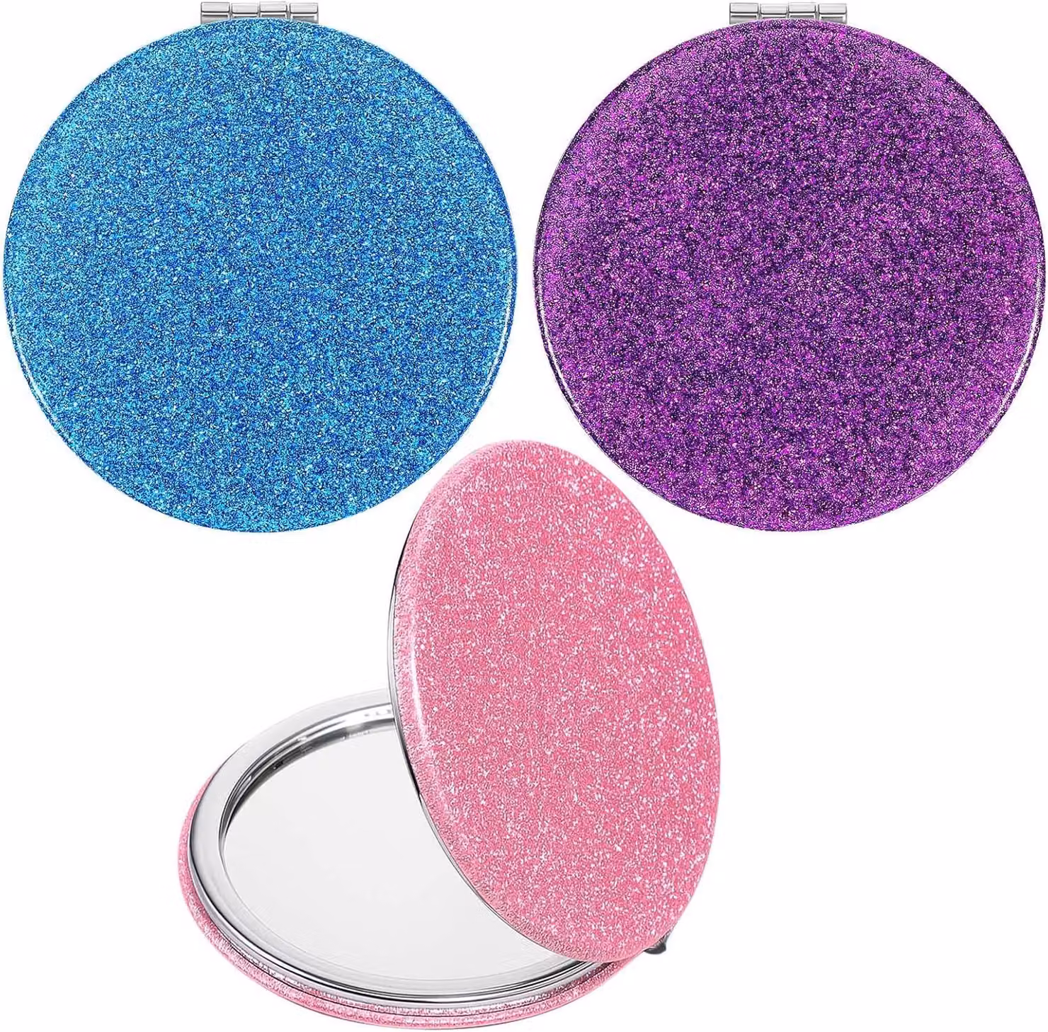 Set di specchi da trucco, composto da 3 pezzi, con ingrandimento 1x e 2x, compatto, ideale per il viaggio