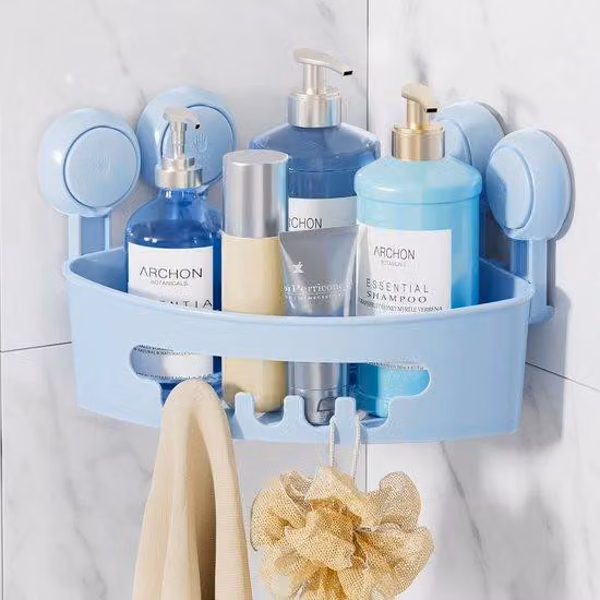 Supporto per soffione doccia blu senza fori - Pezzo unico