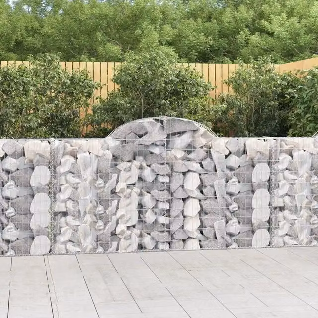 Set di 14 Cesti Gabbioni ad Arco Videx in Acciaio Zincato Argento L: 200 cm, P: 30 cm, H: 100/120 cm