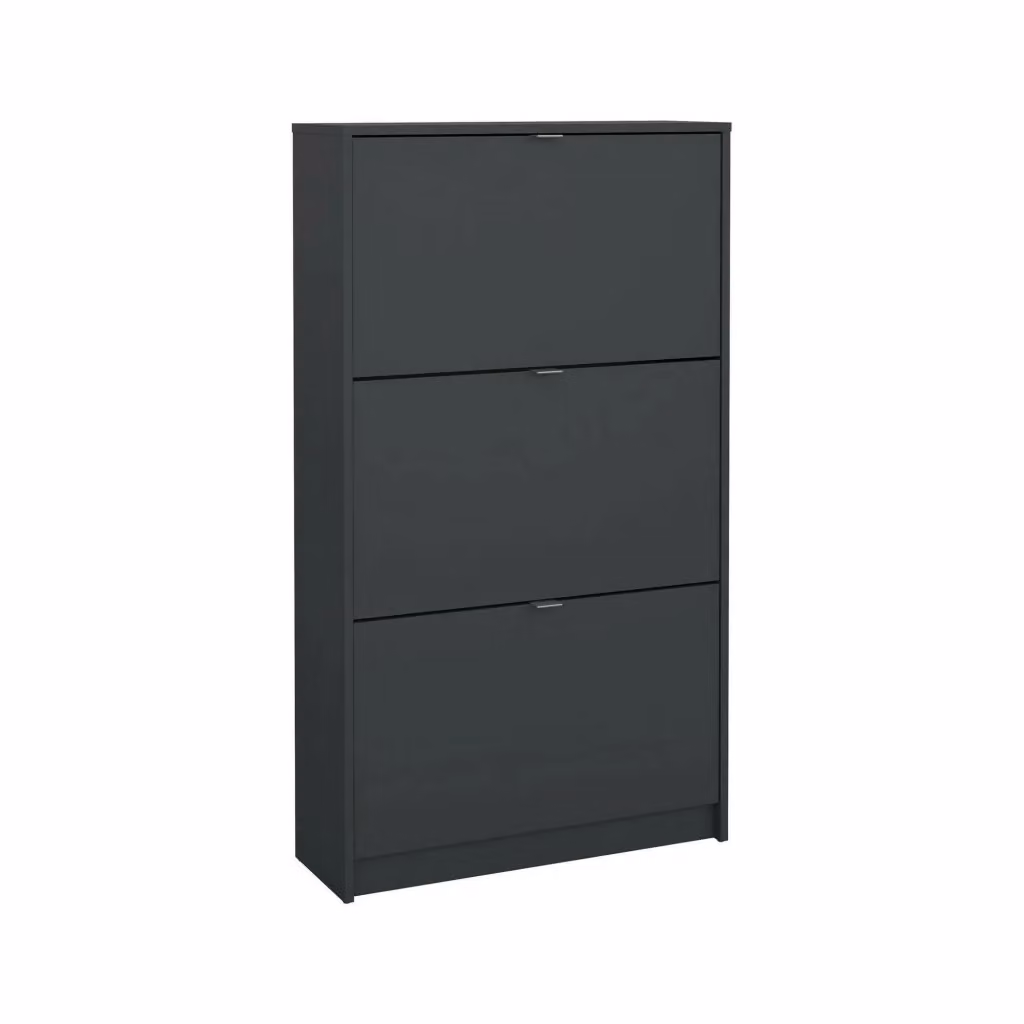 Scarpiera DMORA Grigio con scomparti basculanti e ante a battente per ingresso, L: 123,6 cm, P: 24,05 cm, H: 123,6 cm – 2