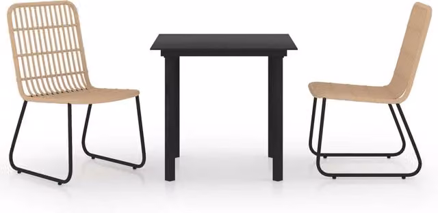 Set da Pranzo da Giardino 3 pz | Set Salotto da Giardino in Polyrattan e Vetro