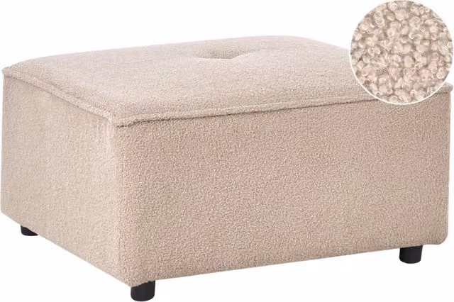 Pouf rettangolare in tessuto bouclè beige stile moderno