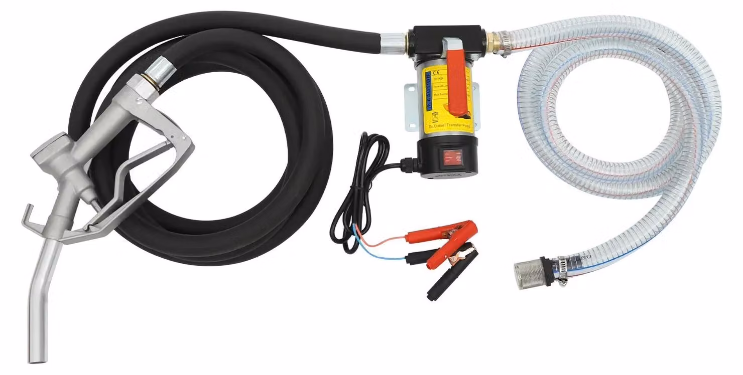 Pompa di trasferimento carburante, alta portata, design portatile, colore argento
