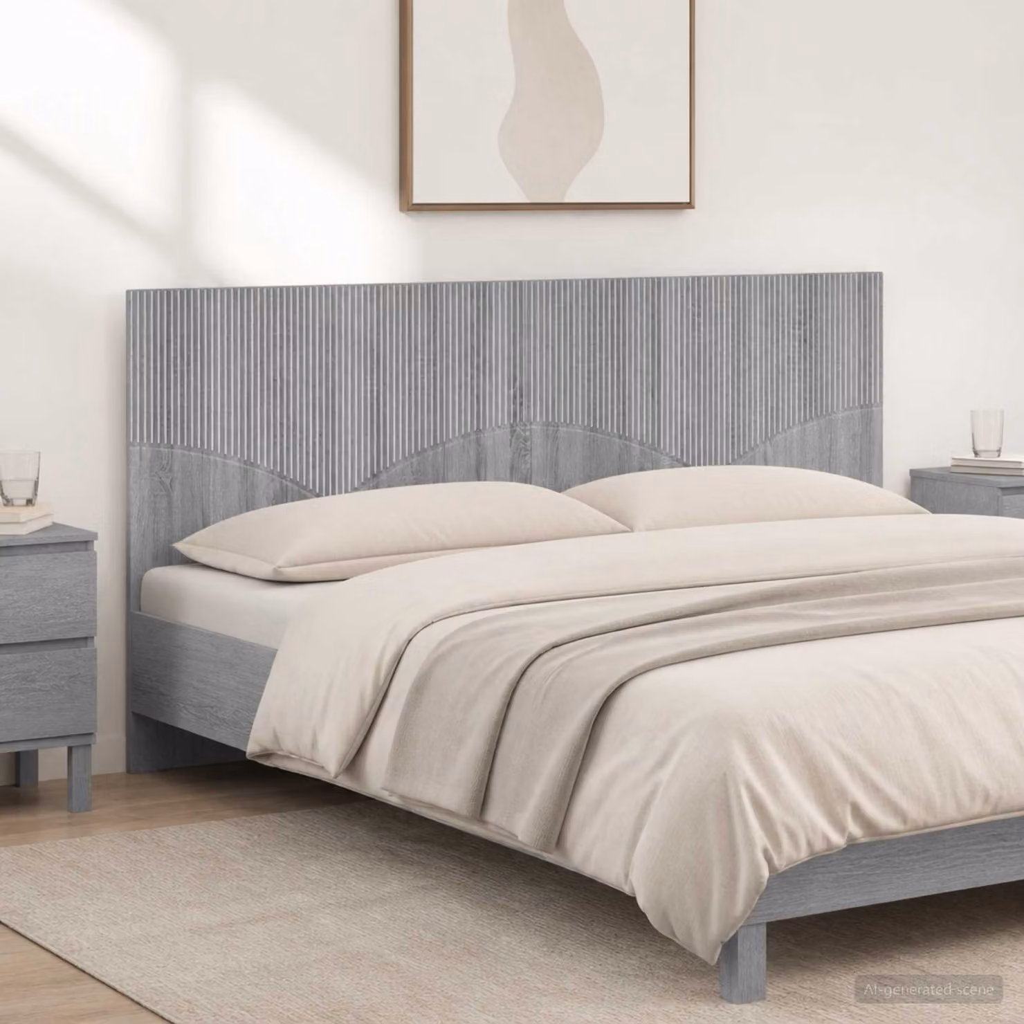 Testiera da muro vidaXL HOORN in legno ingegnerizzato grigio con ripiano integrato