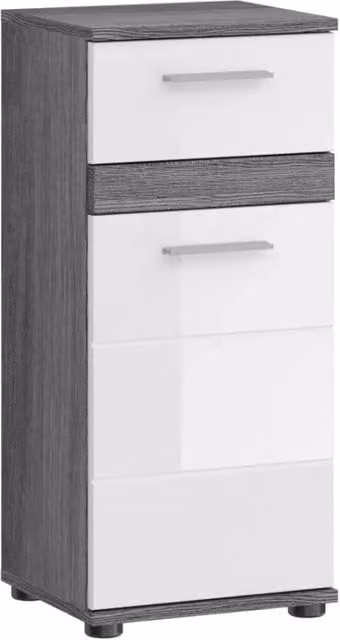 Mobiletto da bagno Meublorama moderno con ante e cassetti, bianco e grigio – 1