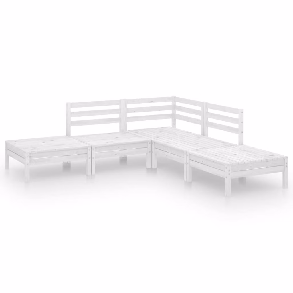 Set Salotto da Giardino 5 pz in Legno Massello di Pino Bianco