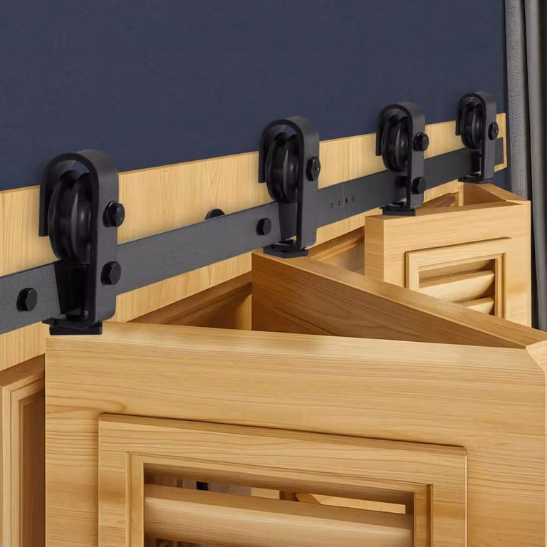Sistema di porte scorrevoli 132 cm - Ferramenta per porte scorrevoli in nero - Porte scorrevoli a libro - Set di porte scorrevoli per interni