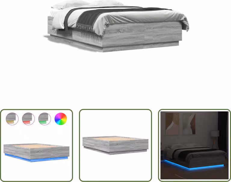 The Living Store Giroletto con LED Grigio Sonoma 120x200 cm in materiale ligneo