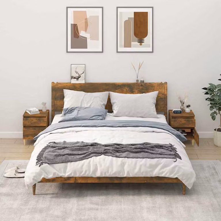 Set di 2 comodini moderni vidaXL in legno Rovere Fumo L/P/H: 40 x 35 x 50 cm
