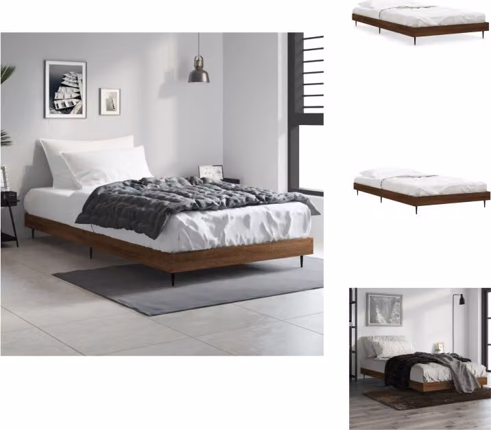 vidaXL Struttura letto in rovere marrone 100x200 cm in legno - Letti e strutture letto