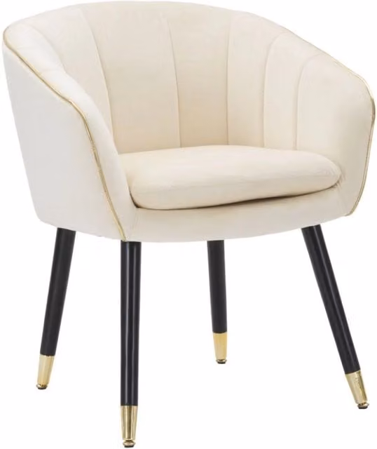 Poltrona lounge Vikasa Home in tessuto beige e gold con struttura in metallo, L: 62 cm, P: 58 cm, H: 78 cm