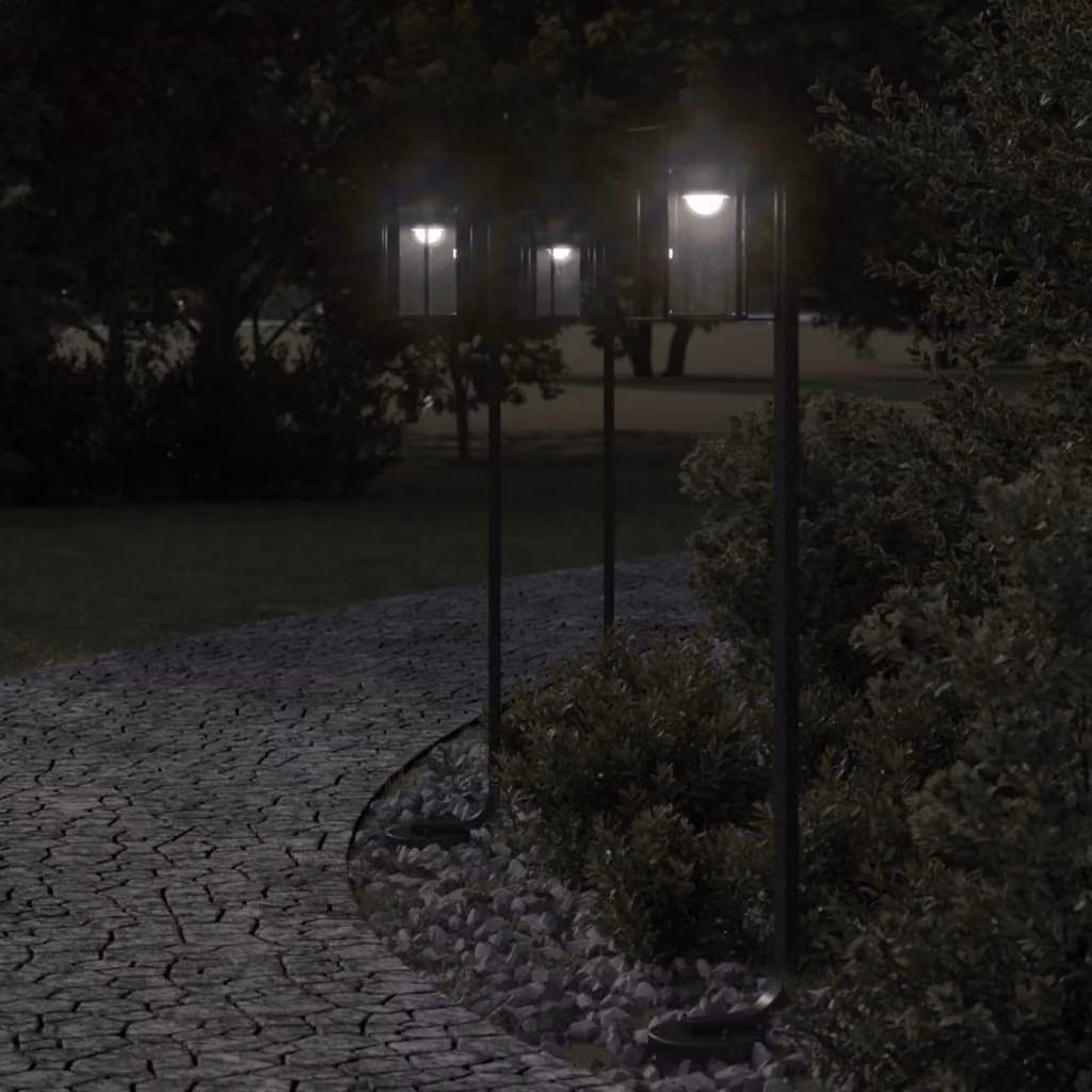 vidaXL Lampada da terra per esterni in acciaio inox argento e nero, Altezza: 100 cm