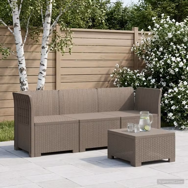 vidaXL Divano da Giardino a 3 Posti Moderno in Rattan Grigio con Cuscini