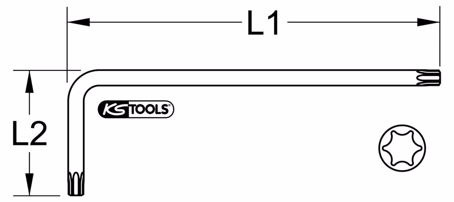 KS TOOLS Chiave Torx a testa sferica per perni angolari XL T50 con angolo di 108° - 151.4299