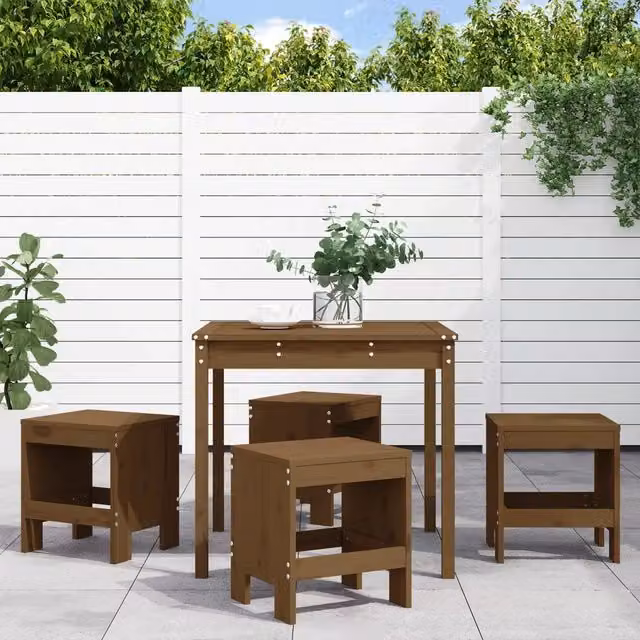 Set da Pranzo da Giardino 5 pz ambra in Legno Massello di Pino 3157712
