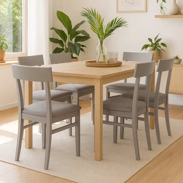 Set di 2 sedie da pranzo imbottite in legno grigio chiaro Zaira con struttura in legno facili da pulire Made in Italy | Duzzle